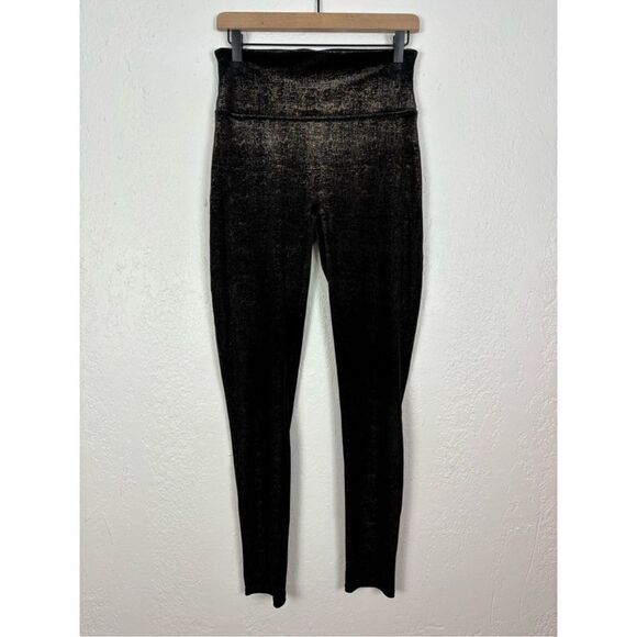 SPANX Shiny Velvet High Waist Leggings Black Gold Fleck Stretch #20188R S - Picture 3 of 5